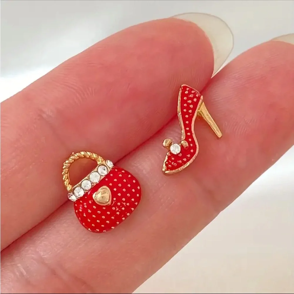 14k Gold plated High Heels Cute Bag Design With Shiny Rhinestone - Picture 4 of 5